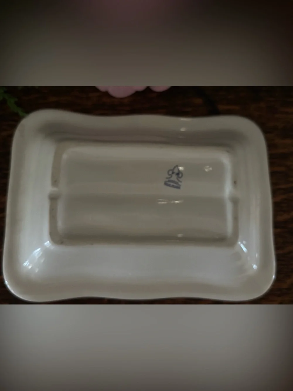 Athena Cream Ceramic Soap Dish with Pink Rose Decals Vintage Style